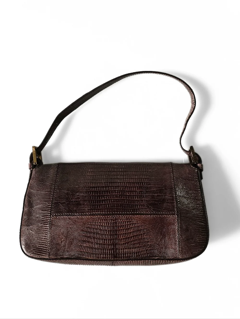 Fendi Baguette Vintage Full Lizard Leather with Lilac Crystal Buckle - Picture 3 of 13